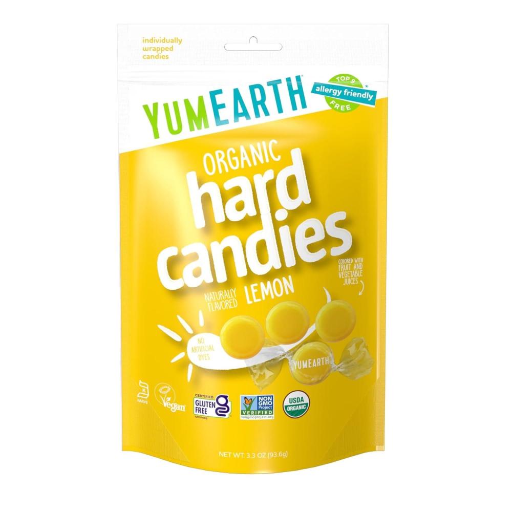 imageYumEarth Organic Fruit Drops Hard Candy Assorted Flavors 425 Pound Pack of 1  Allergy Friendly Non GMO Gluten Free Vegan Packaging May VaryLemon
