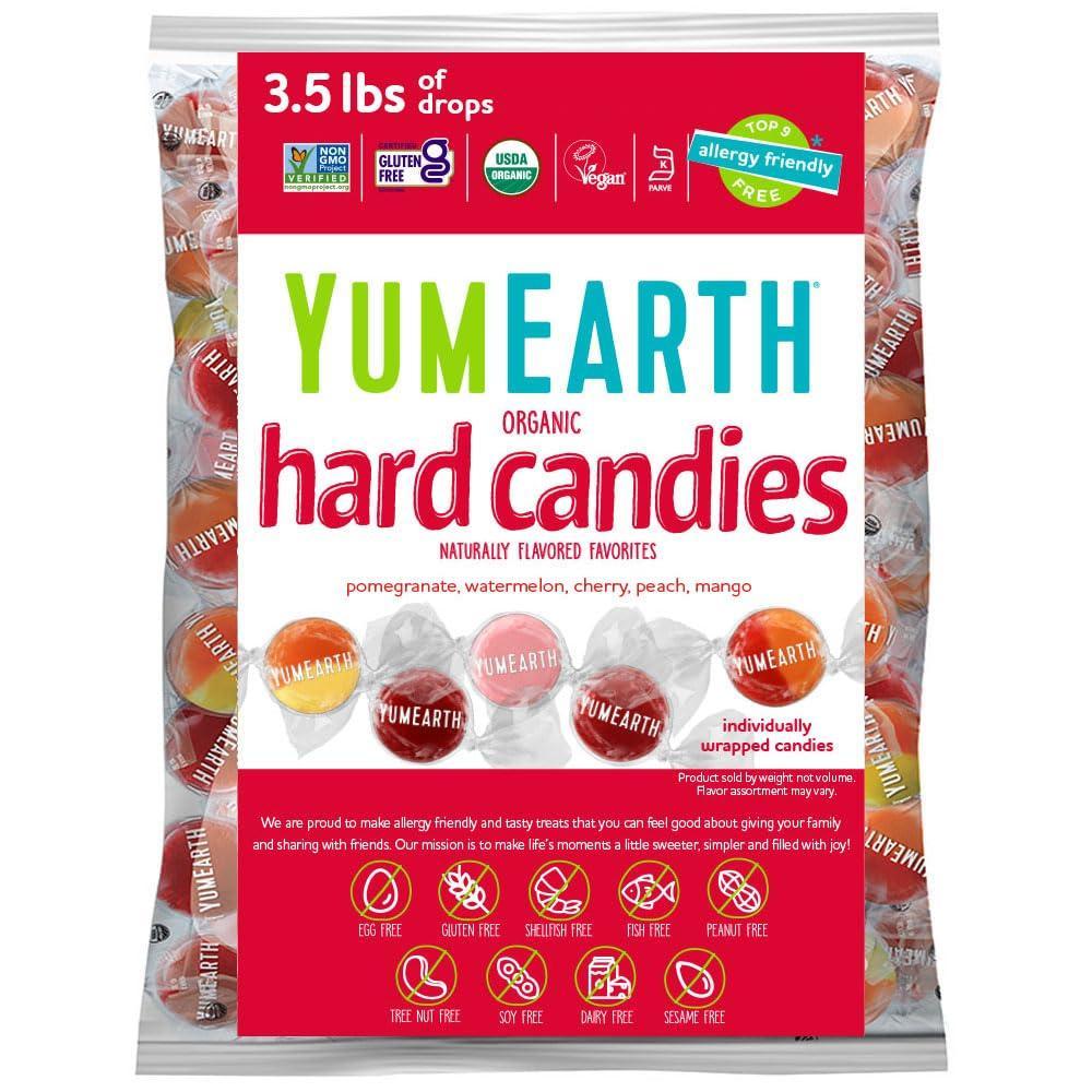 imageYumEarth Organic Fruit Drops Hard Candy Assorted Flavors 425 Pound Pack of 1  Allergy Friendly Non GMO Gluten Free Vegan Packaging May VaryVareity Pack