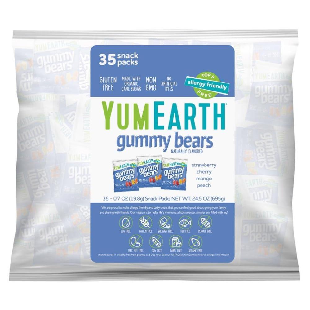 imageYumEarth Organic Gummy Bears  Fruity Gummy Candy Snack Packs Gluten Free Snacks for Kids  Allergy Friendly NonGMO No Artificial Flavors or Dyes  Assorted Flavors 07 oz Pack of 3507 Ounce Pack of 35