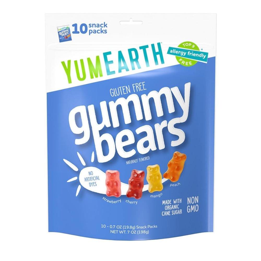 imageYumEarth Organic Gummy Bears  Fruity Gummy Candy Snack Packs Gluten Free Snacks for Kids  Allergy Friendly NonGMO No Artificial Flavors or Dyes  Assorted Flavors 07 oz Pack of 3507 Ounce Pack of 10
