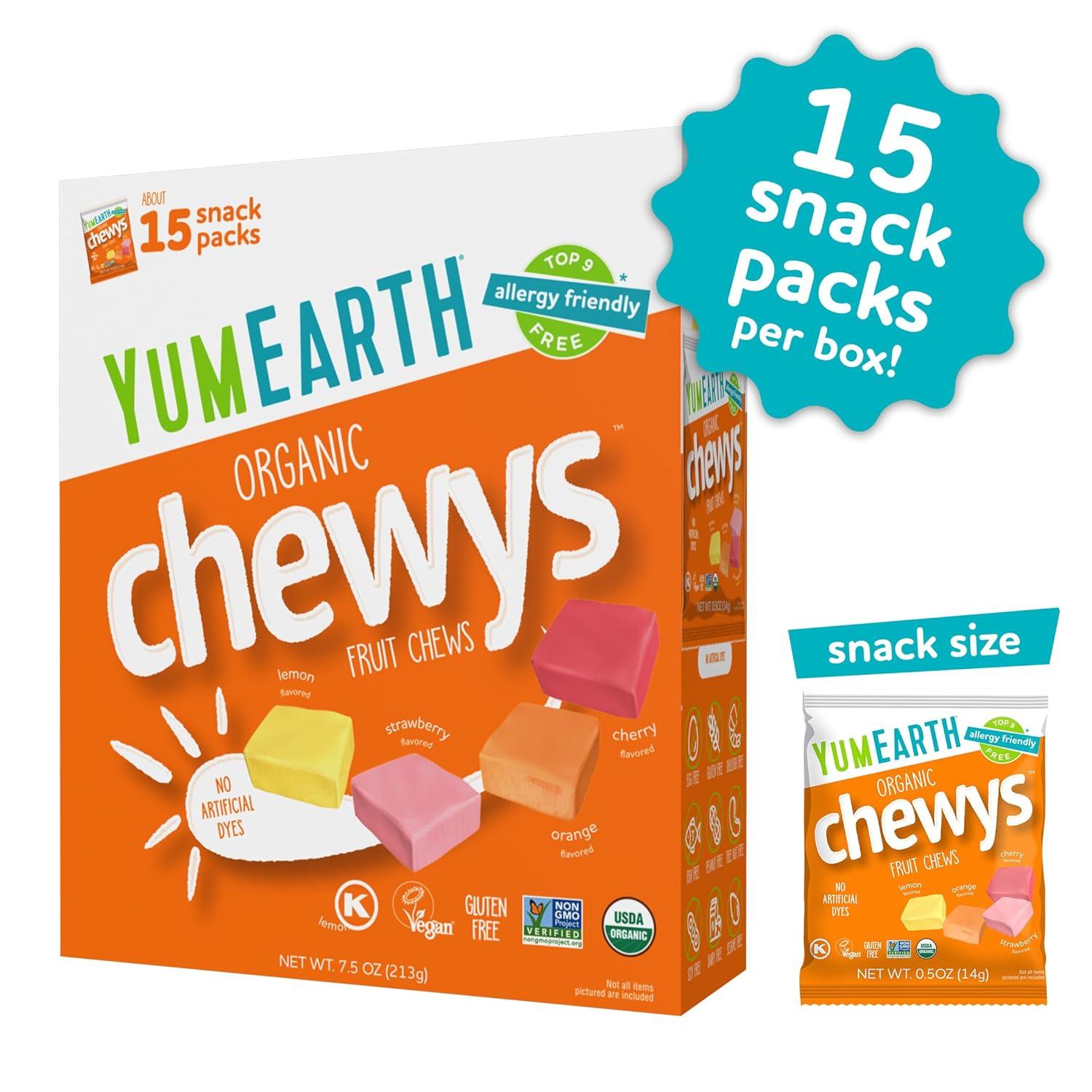 image:imageYumEarth Chewys Fruity Reds Organic Candy No Artificial Dyes Gluten Free NonGMO Vegan Allergy Friendly 5oz Pack of 6Original