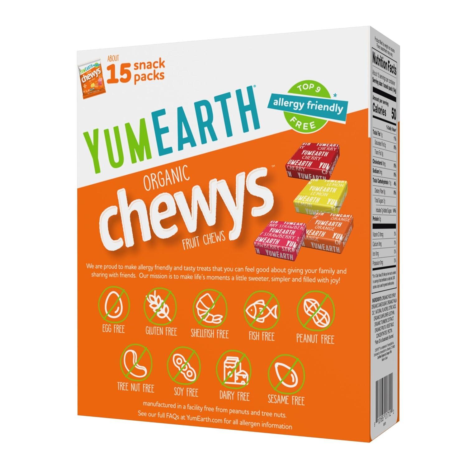 image:imageYumEarth Chewys Fruity Reds Organic Candy No Artificial Dyes Gluten Free NonGMO Vegan Allergy Friendly 5oz Pack of 6Original
