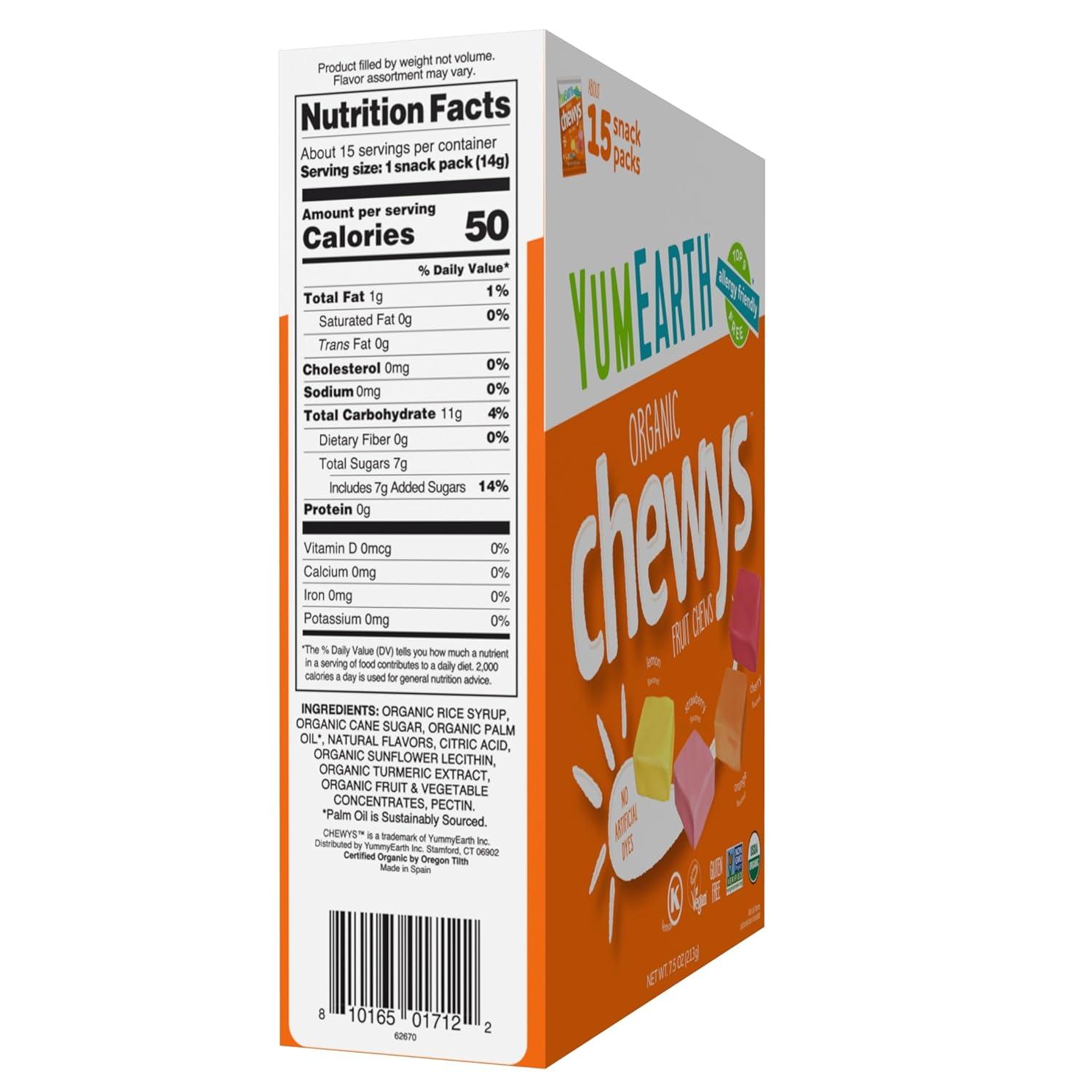 image:imageYumEarth Chewys Fruity Reds Organic Candy No Artificial Dyes Gluten Free NonGMO Vegan Allergy Friendly 5oz Pack of 6Original