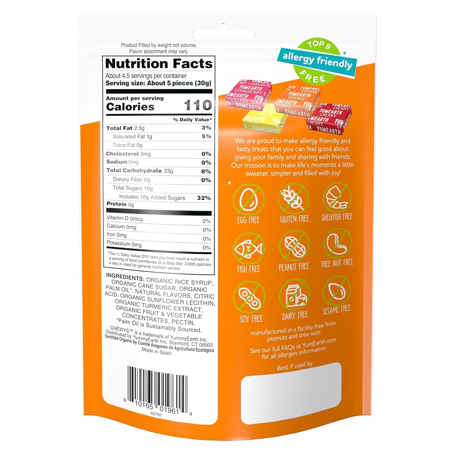 image:imageYumEarth Chewys Fruity Reds Organic Candy No Artificial Dyes Gluten Free NonGMO Vegan Allergy Friendly 5oz Pack of 6Original