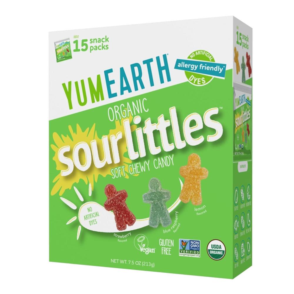 image:imageYumEarth Organic Sour Littles Chewy Candy Allergy Friendly Top 9 Free No Artificial Dyes Non GMO Gluten Free Vegan Candy Snacks 5 Ounce Bag05 Ounce Pack of 15