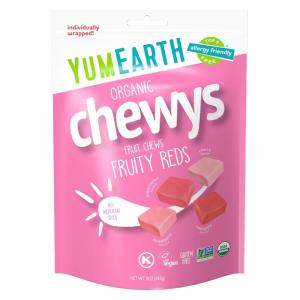 YumEarth Chewys Fruity Reds – Organic Candy No Artificial Dyes, Gluten Free, Non-GMO, Vegan, Allergy Friendly – 5oz Pack of 6(Fruity Reds)