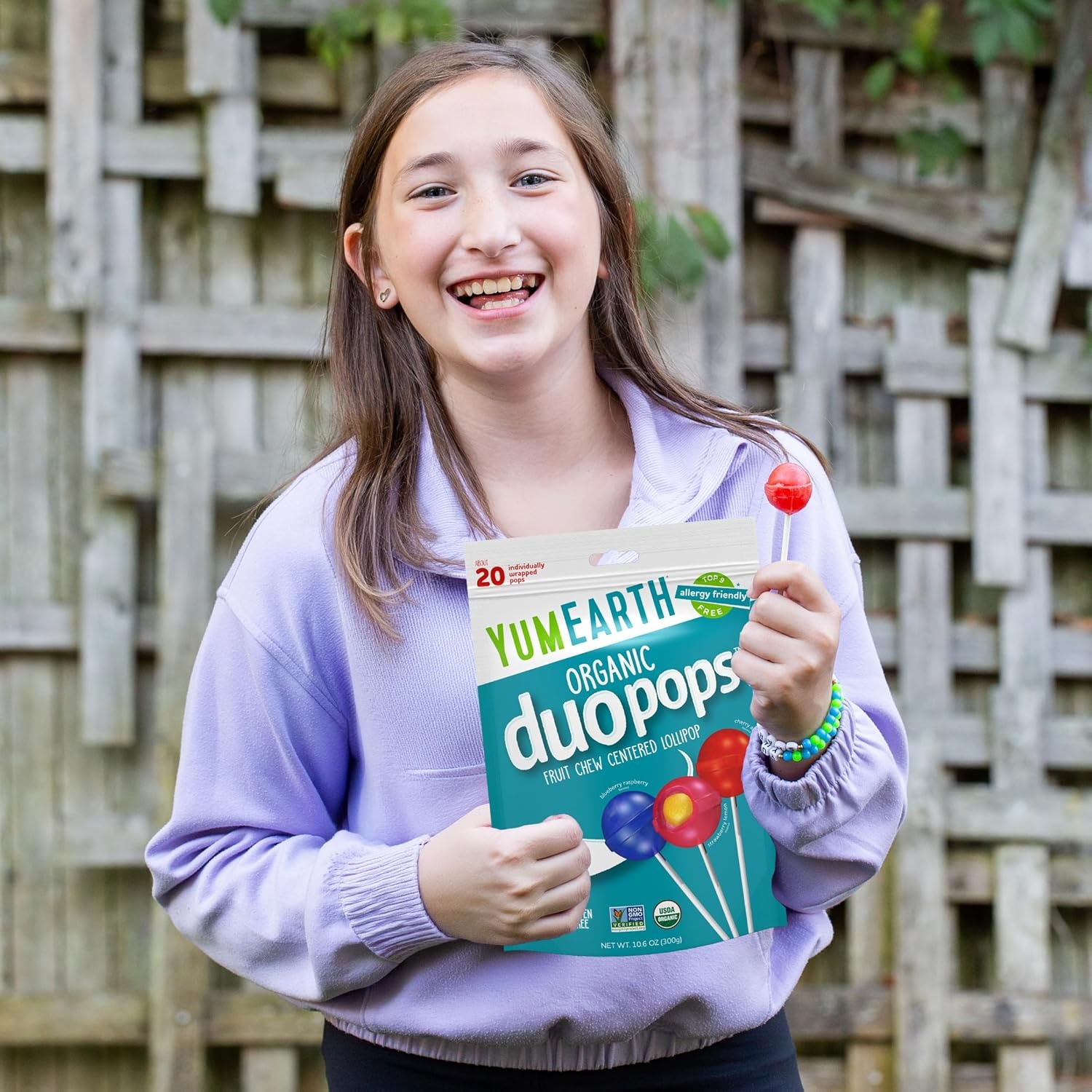 image:imageYumEarth Organic Duo Pops Lollipops with Fruit Chew Centers Allergy Friendly Top 9 Free No Artificial Dyes Non GMO Gluten Free Vegan Candy Snacks Individually Wrapped Pops 20 Count Pack of 120 Count Pack of 1
