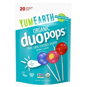 YumEarth Organic Duo Pops, Lollipops with Fruit Chew Centers – Allergy Friendly (Top 9 Free), No Artificial Dyes, Non GMO, Gluten Free, Vegan Candy Snacks – Individually Wrapped Pops (20 Count (Pack of 1))(20 Count (Pack of 3))