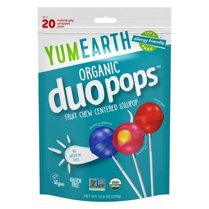 YumEarth Organic Duo Pops, Lollipops with Fruit Chew Centers – Allergy Friendly (Top 9 Free), No Artificial Dyes, Non GMO, Gluten Free, Vegan Candy Snacks – Individually Wrapped Pops (20 Count (Pack of 1))(20 Count (Pack of 1))