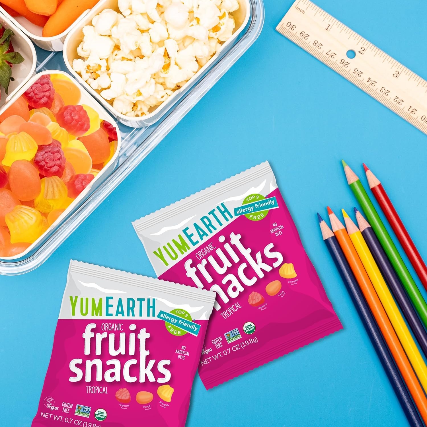 image:imageYumEarth Organic Fruit Snacks Pack of 15 07 oz Snack Packs Non GMO Gluten Free Vegan Dye FreeTropical